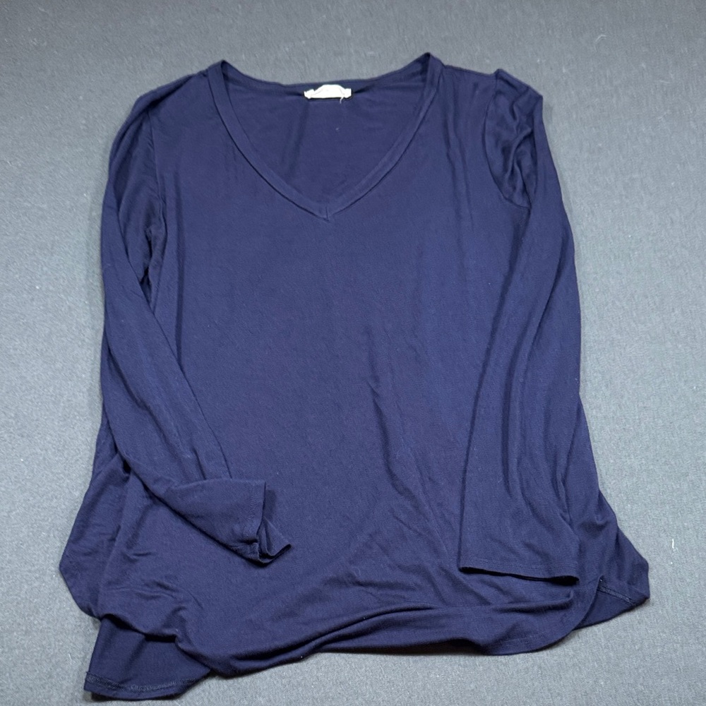 Navy Blue V-Neck Women's Top